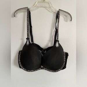 Victoria's Secret Black Bra with Animal Print Trim size 34C sexy little things